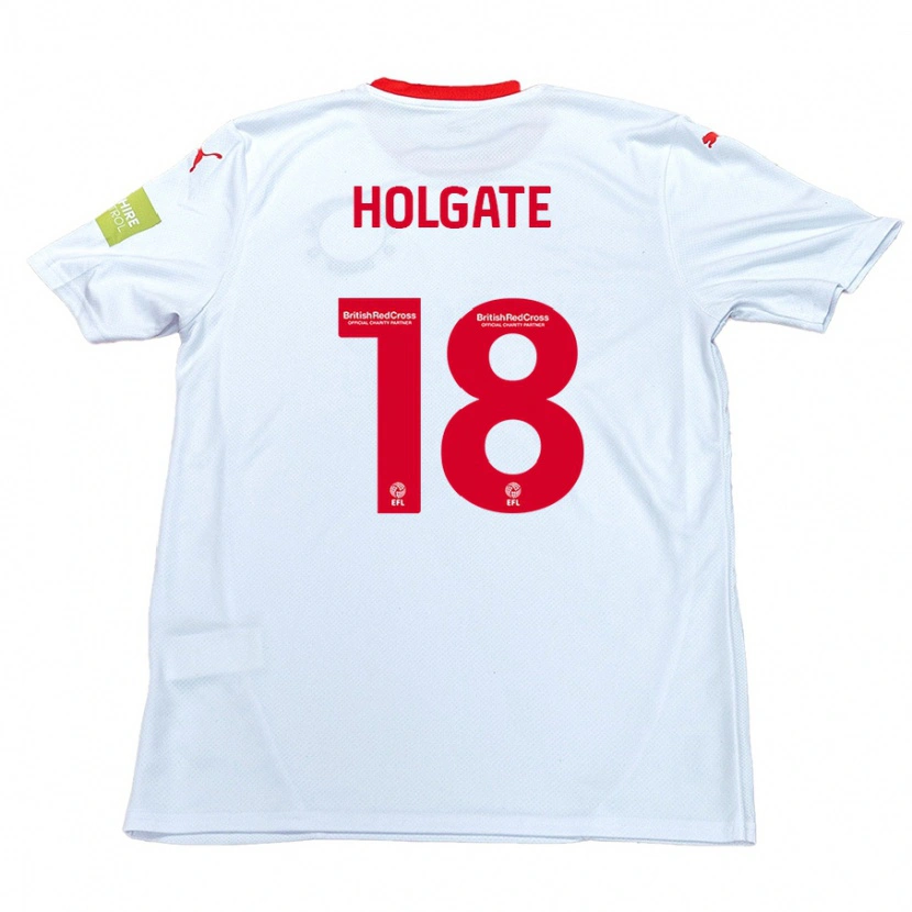 Danxen Kvinder Harrison Holgate #18 Hvid Udebane Spillertrøjer 2024/25 Trøje T-Shirt