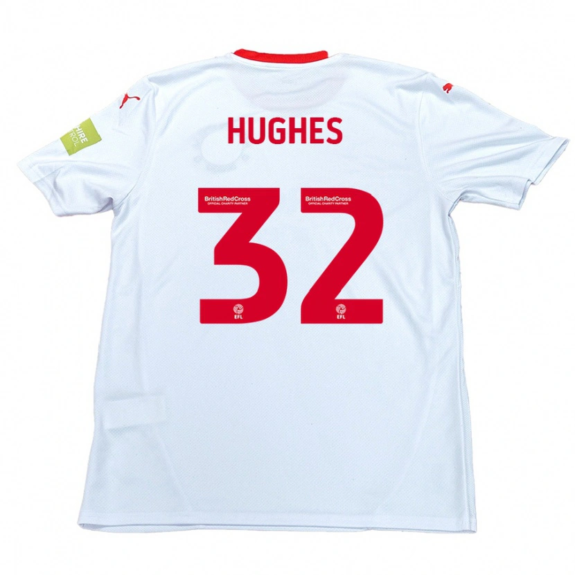Danxen Kvinder Kayden Hughes #32 Hvid Udebane Spillertrøjer 2024/25 Trøje T-Shirt