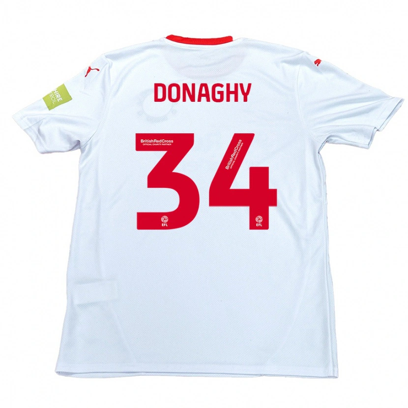 Danxen Kvinder Tom Donaghy #34 Hvid Udebane Spillertrøjer 2024/25 Trøje T-Shirt