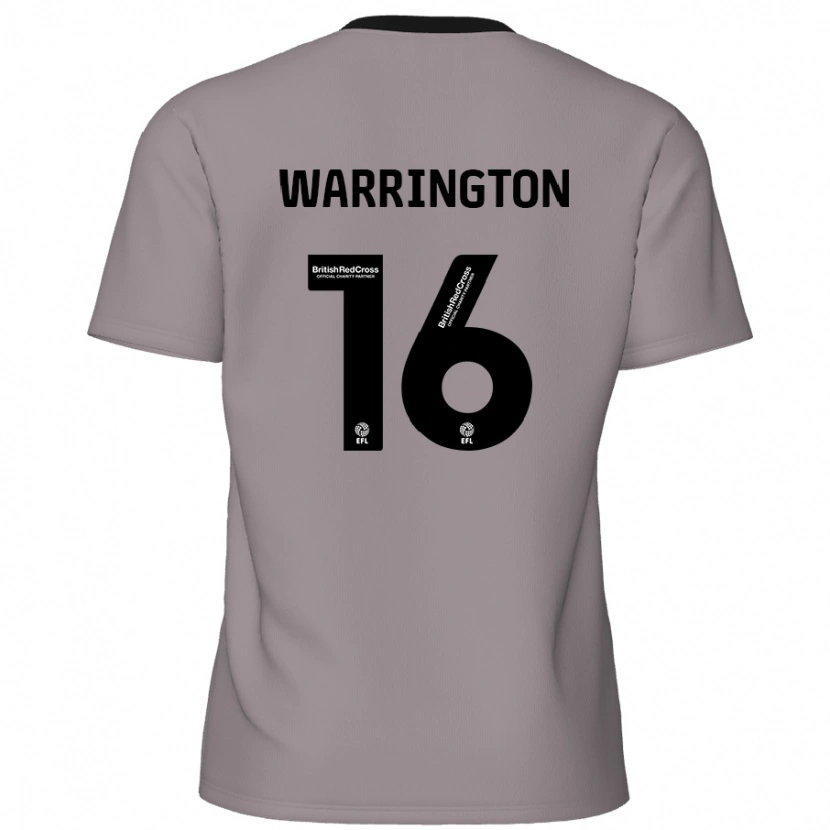 Danxen Kvinder Lewis Warrington #16 Grå Udebane Spillertrøjer 2024/25 Trøje T-Shirt