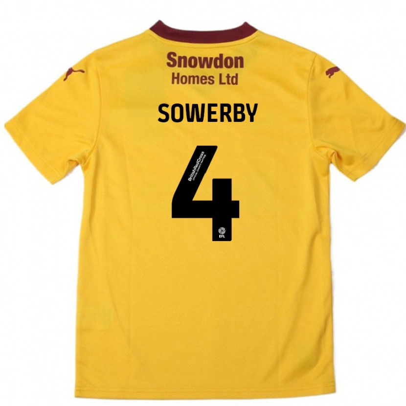 Danxen Kvinder Jack Sowerby #4 Orange Bourgogne Udebane Spillertrøjer 2024/25 Trøje T-Shirt