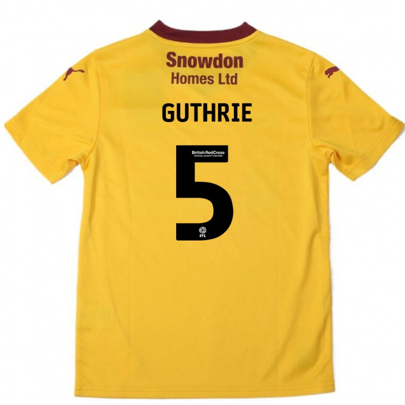 Danxen Kvinder Jon Guthrie #5 Orange Bourgogne Udebane Spillertrøjer 2024/25 Trøje T-Shirt