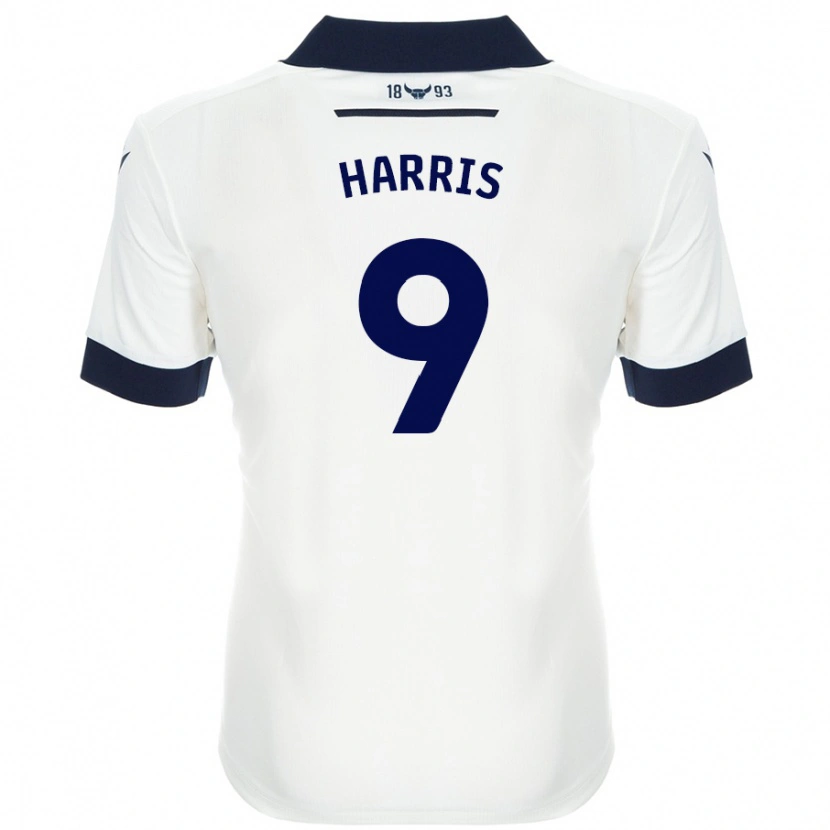 Danxen Kvinder Mark Harris #9 Hvid Marineblå Udebane Spillertrøjer 2024/25 Trøje T-Shirt