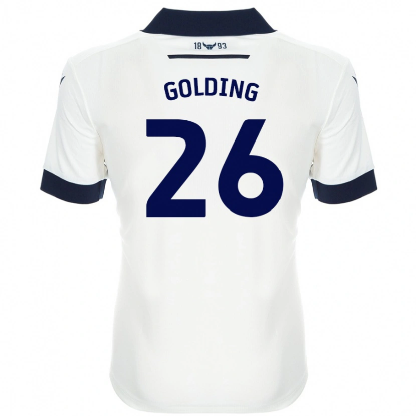 Danxen Kvinder James Golding #26 Hvid Marineblå Udebane Spillertrøjer 2024/25 Trøje T-Shirt
