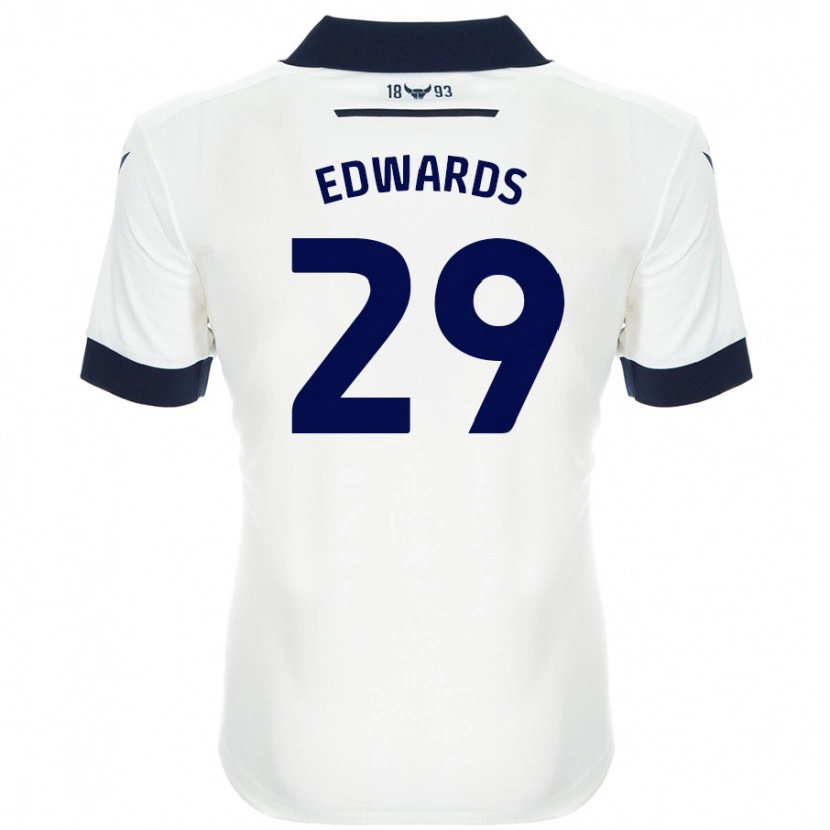 Danxen Kvinder Kyle Edwards #29 Hvid Marineblå Udebane Spillertrøjer 2024/25 Trøje T-Shirt