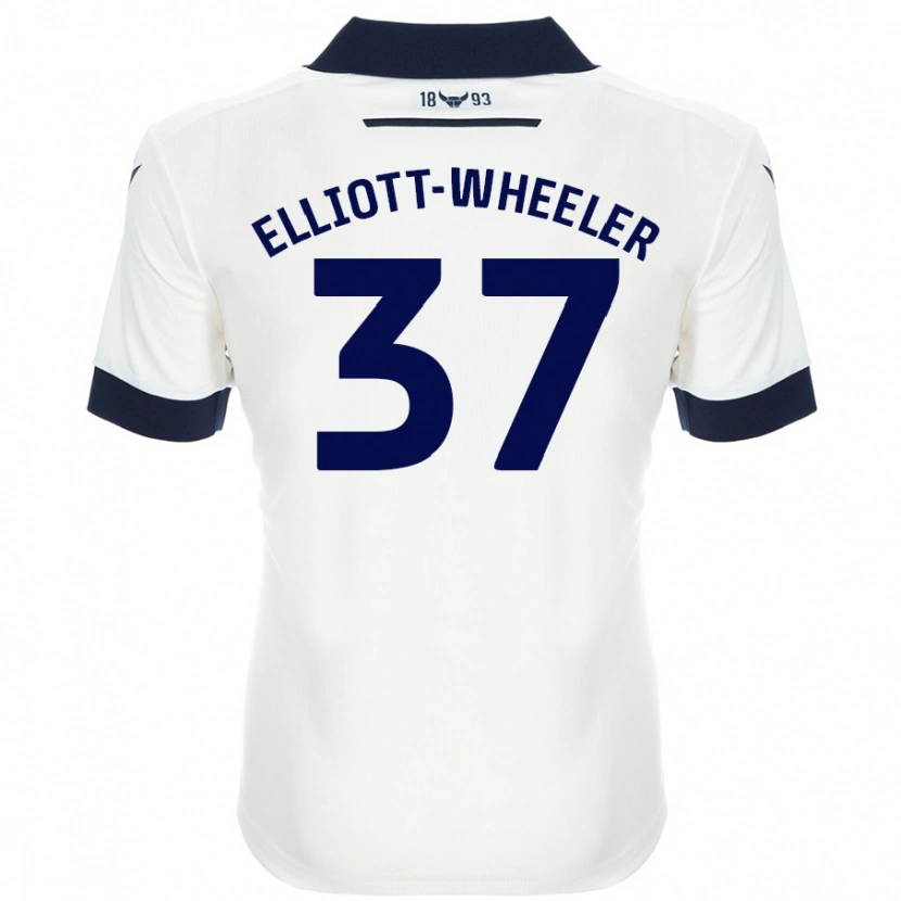 Danxen Kvinder Aidan Elliott-Wheeler #37 Hvid Marineblå Udebane Spillertrøjer 2024/25 Trøje T-Shirt