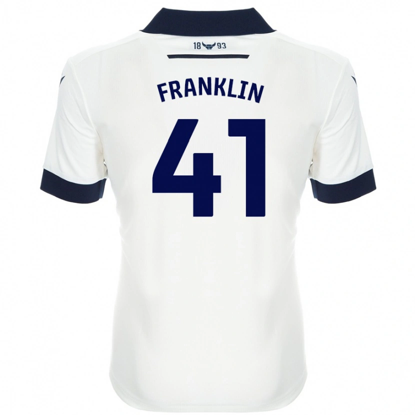 Danxen Kvinder George Franklin #41 Hvid Marineblå Udebane Spillertrøjer 2024/25 Trøje T-Shirt