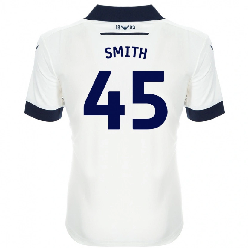 Danxen Kvinder Max Smith #45 Hvid Marineblå Udebane Spillertrøjer 2024/25 Trøje T-Shirt