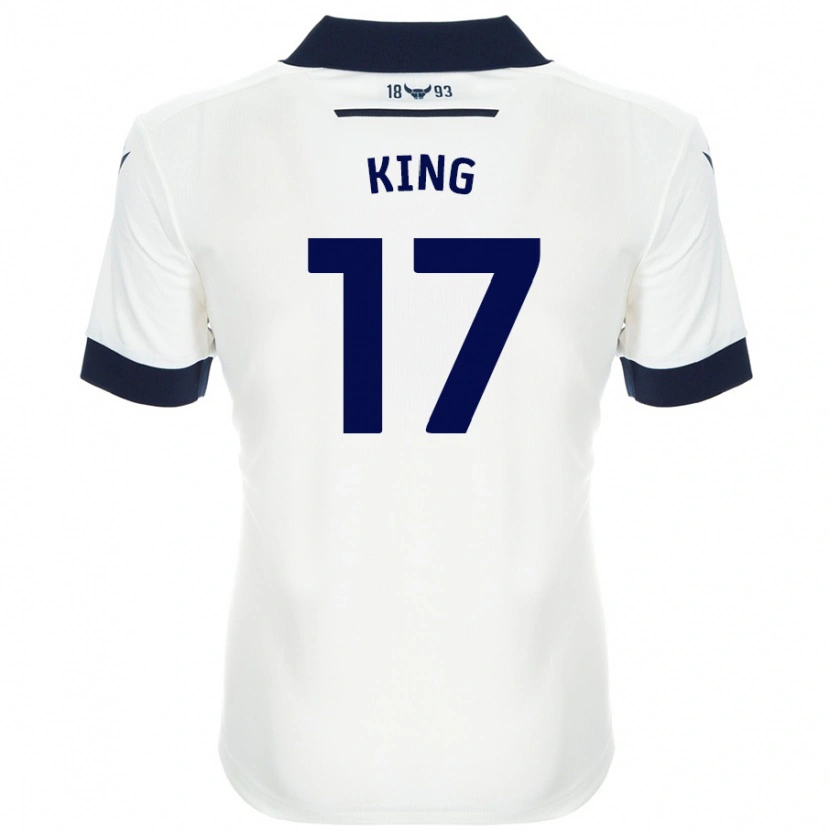 Danxen Kvinder Sarah King #17 Hvid Marineblå Udebane Spillertrøjer 2024/25 Trøje T-Shirt
