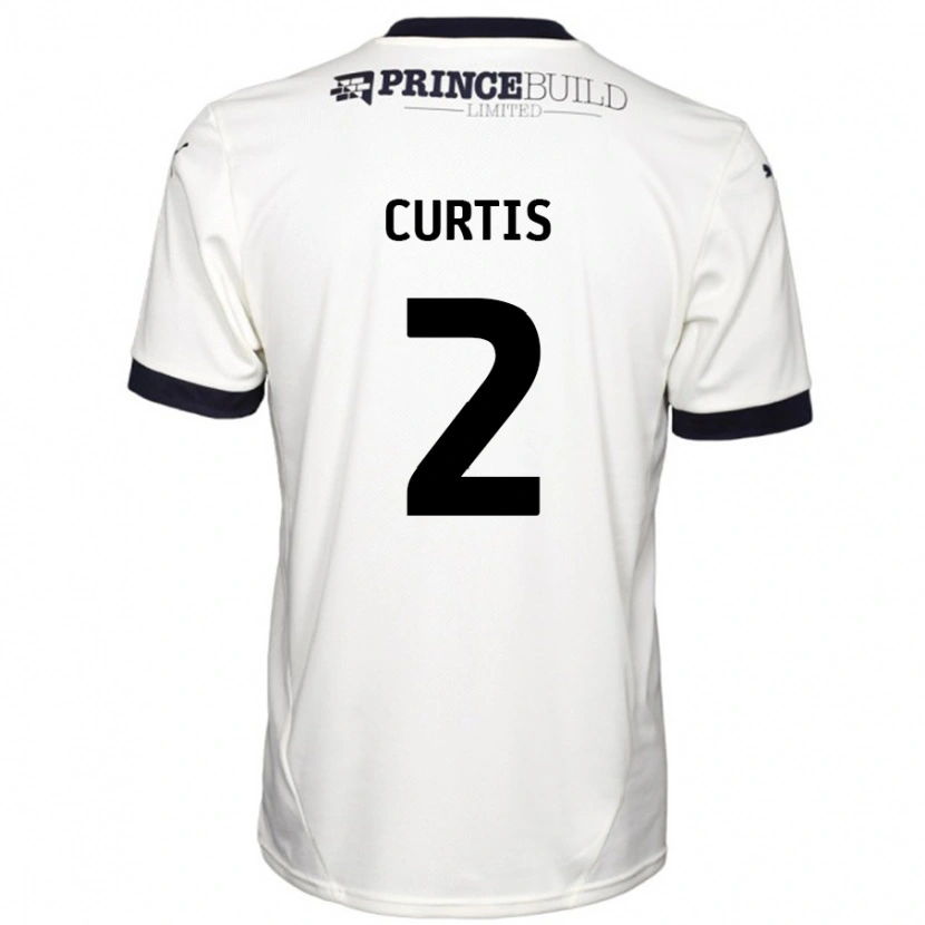 Danxen Kvinder Sam Curtis #2 Råhvid Sort Udebane Spillertrøjer 2024/25 Trøje T-Shirt