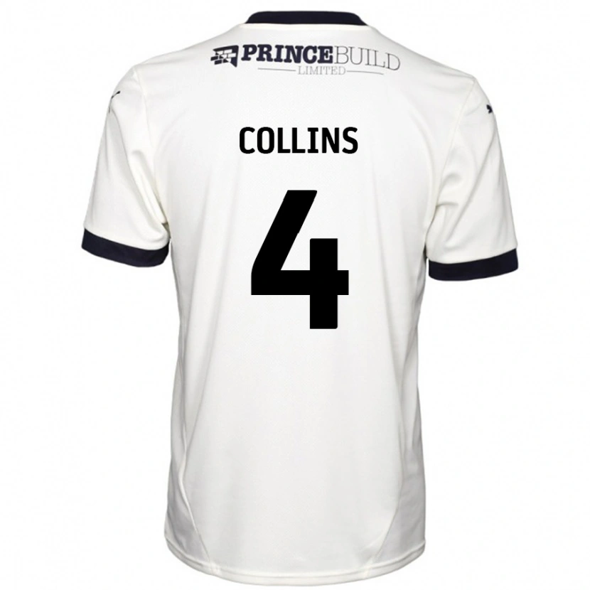 Danxen Kvinder Archie Collins #4 Råhvid Sort Udebane Spillertrøjer 2024/25 Trøje T-Shirt