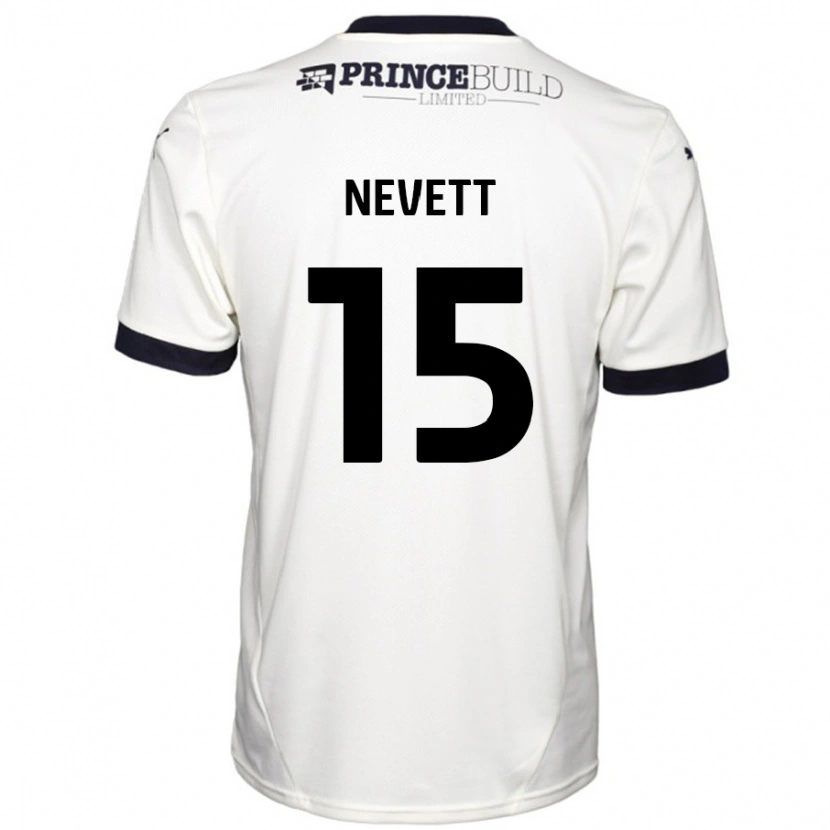 Danxen Kvinder George Nevett #15 Råhvid Sort Udebane Spillertrøjer 2024/25 Trøje T-Shirt