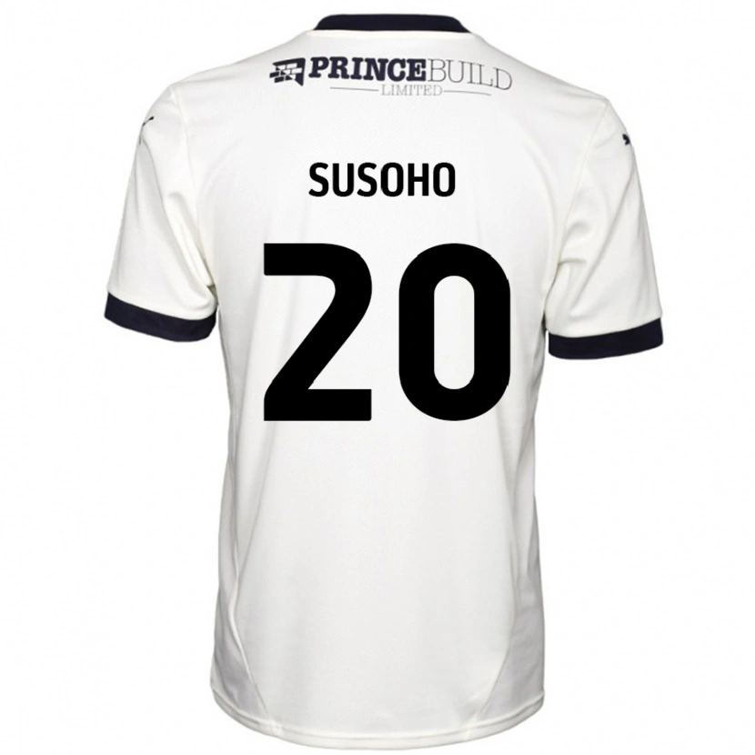 Danxen Kvinder Mahamadou Susoho #20 Råhvid Sort Udebane Spillertrøjer 2024/25 Trøje T-Shirt