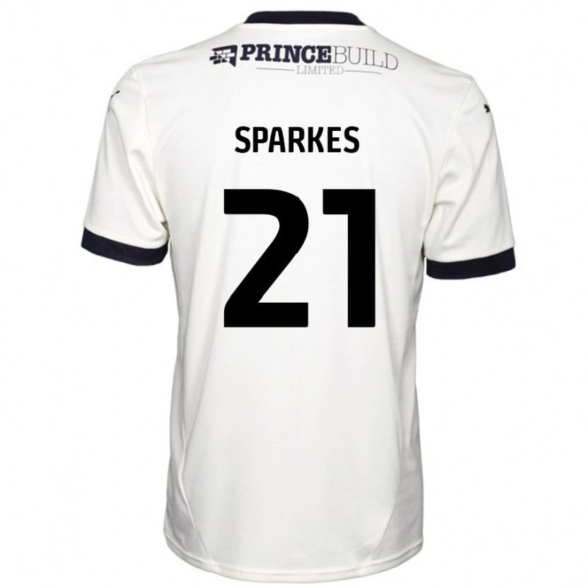 Danxen Kvinder Jack Sparkes #21 Råhvid Sort Udebane Spillertrøjer 2024/25 Trøje T-Shirt