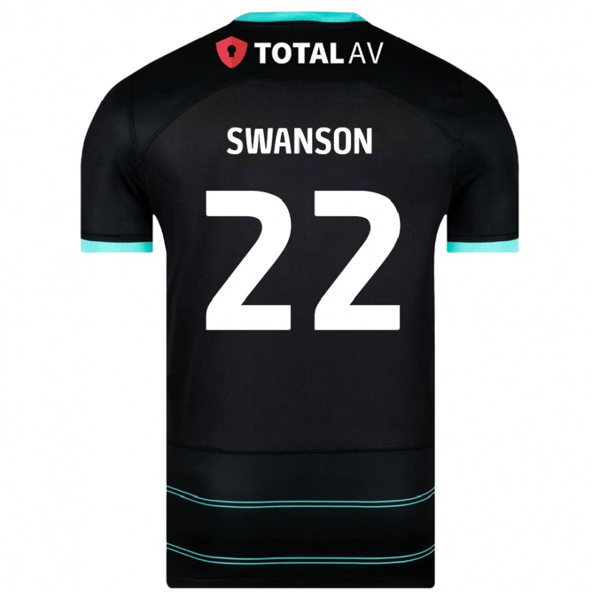 Danxen Kvinder Zak Swanson #22 Sort Udebane Spillertrøjer 2024/25 Trøje T-Shirt