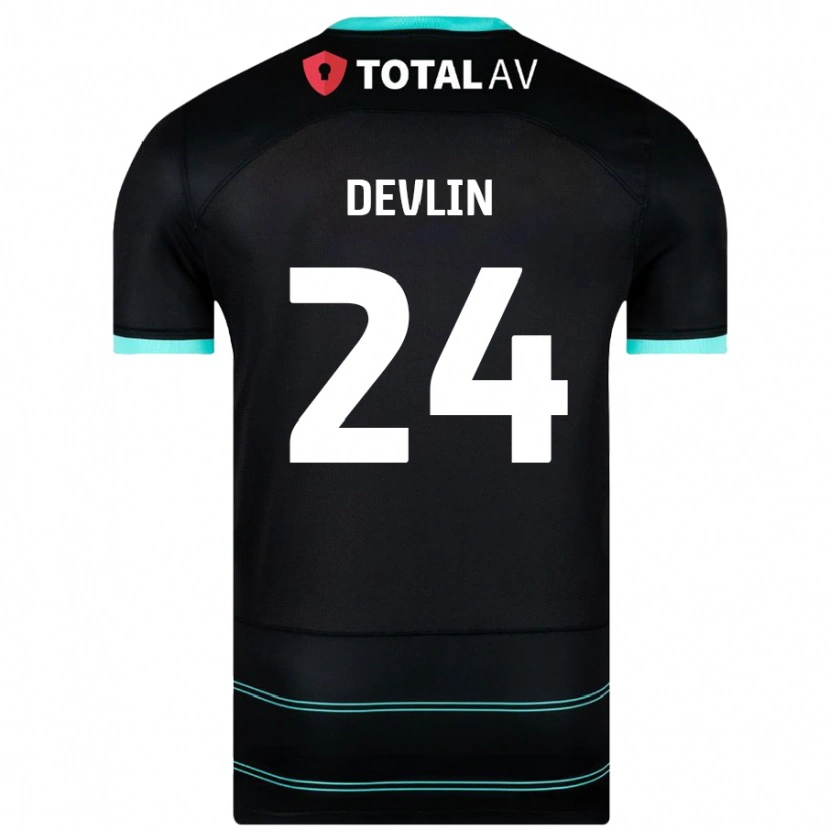 Danxen Kvinder Terry Devlin #24 Sort Udebane Spillertrøjer 2024/25 Trøje T-Shirt
