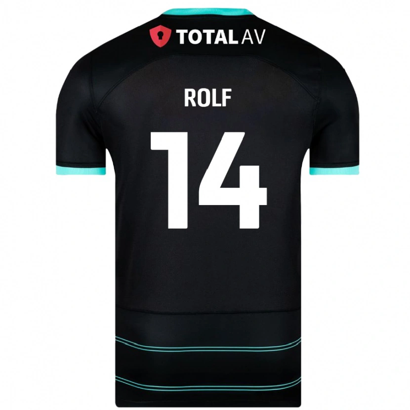 Danxen Kvinder Annie Rolf #14 Sort Udebane Spillertrøjer 2024/25 Trøje T-Shirt