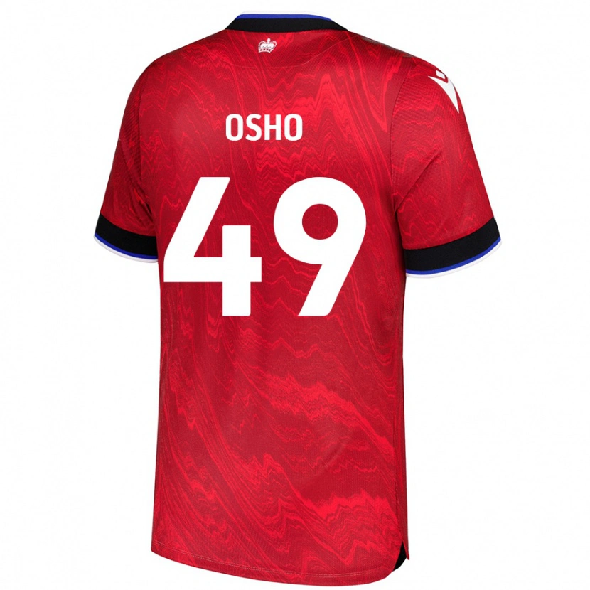 Danxen Kvinder Emmanuel Osho #49 Rød Sort Udebane Spillertrøjer 2024/25 Trøje T-Shirt