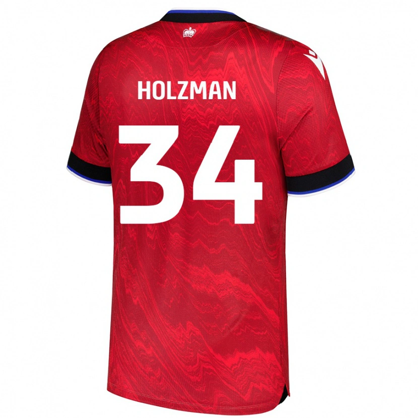 Danxen Kvinder Louie Holzman #34 Rød Sort Udebane Spillertrøjer 2024/25 Trøje T-Shirt