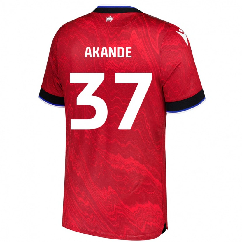 Danxen Kvinder Adrian Akande #37 Rød Sort Udebane Spillertrøjer 2024/25 Trøje T-Shirt