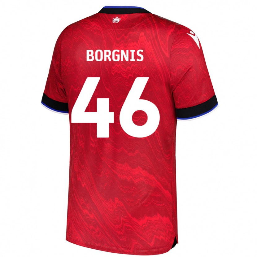 Danxen Kvinder Jacob Borgnis #46 Rød Sort Udebane Spillertrøjer 2024/25 Trøje T-Shirt
