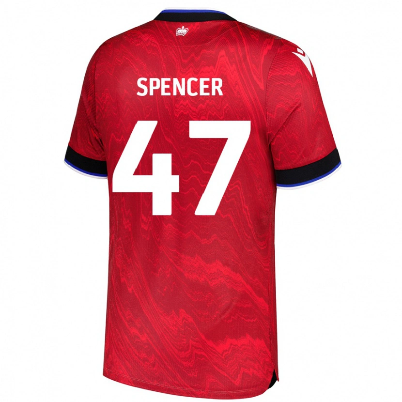Danxen Kvinder Shay Spencer #47 Rød Sort Udebane Spillertrøjer 2024/25 Trøje T-Shirt