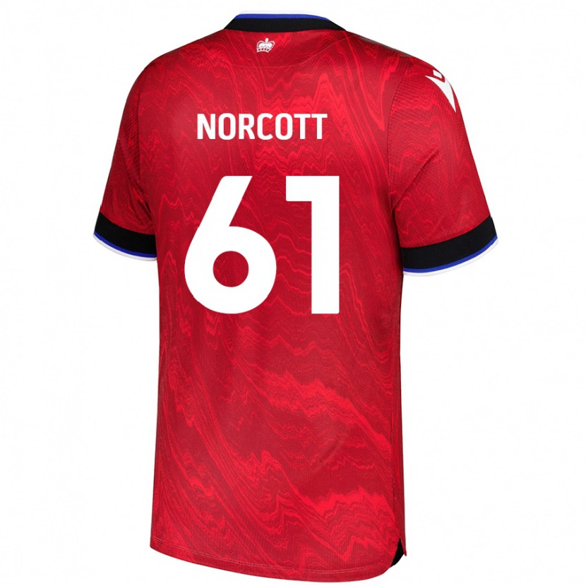 Danxen Kvinder Tom Norcott #61 Rød Sort Udebane Spillertrøjer 2024/25 Trøje T-Shirt