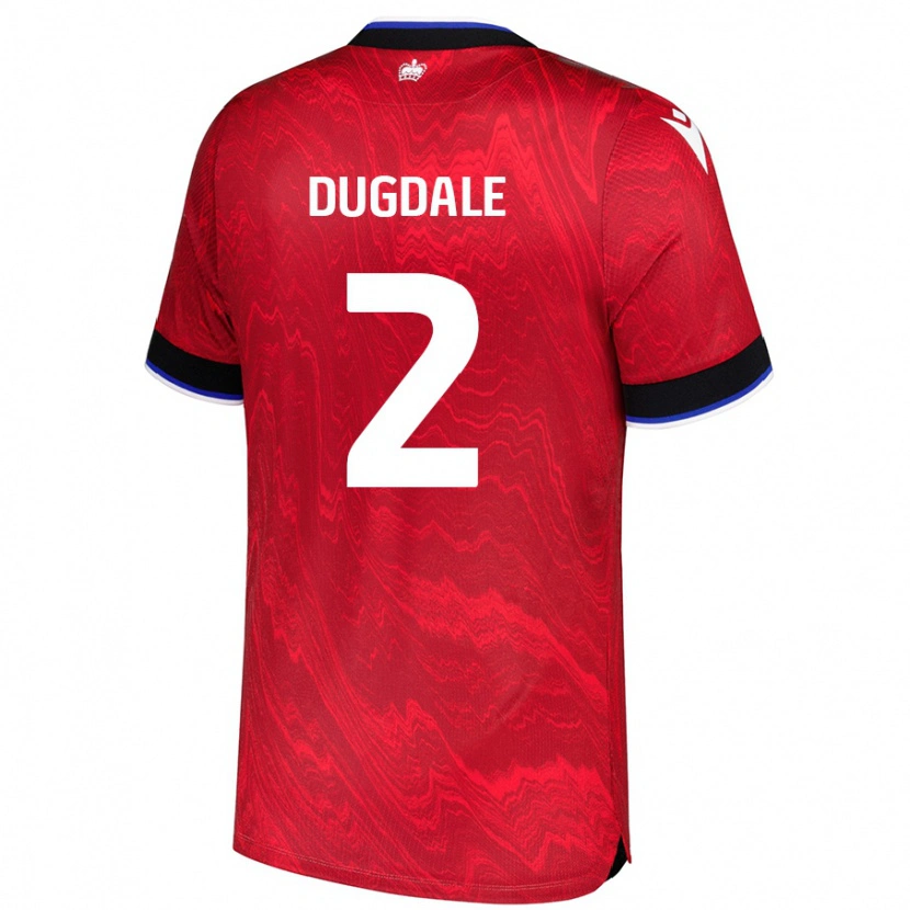 Danxen Kvinder Rachel Dugdale #2 Rød Sort Udebane Spillertrøjer 2024/25 Trøje T-Shirt