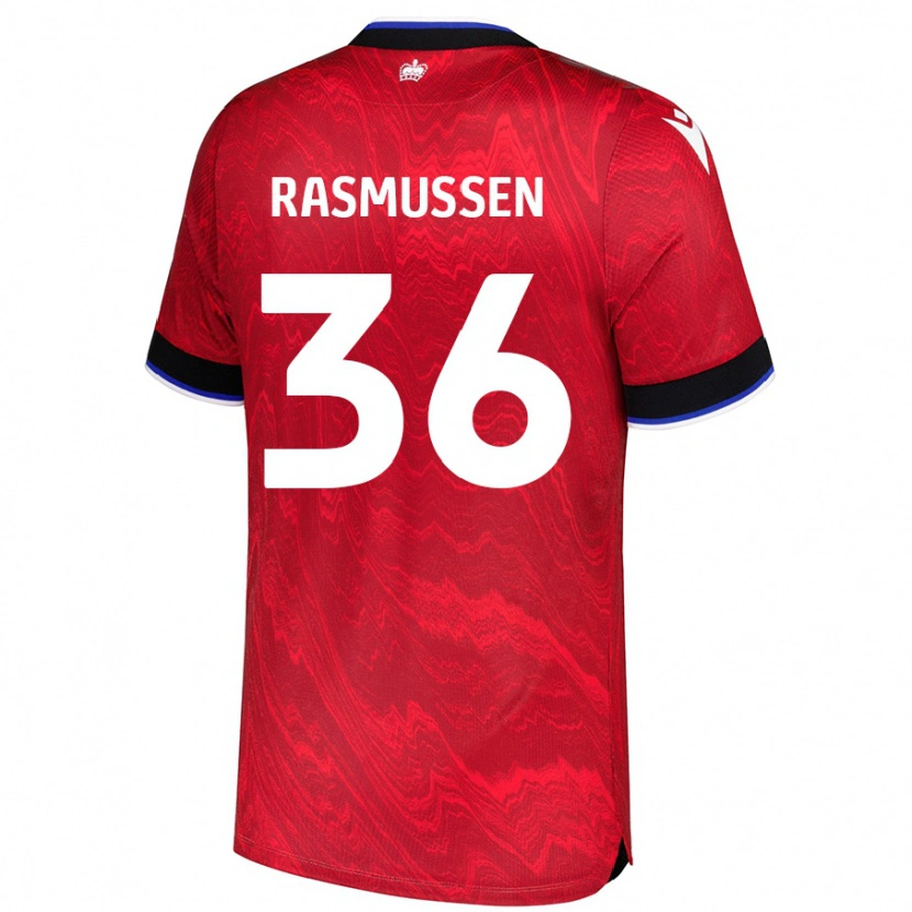 Danxen Kvinder Tash Rasmussen #36 Rød Sort Udebane Spillertrøjer 2024/25 Trøje T-Shirt