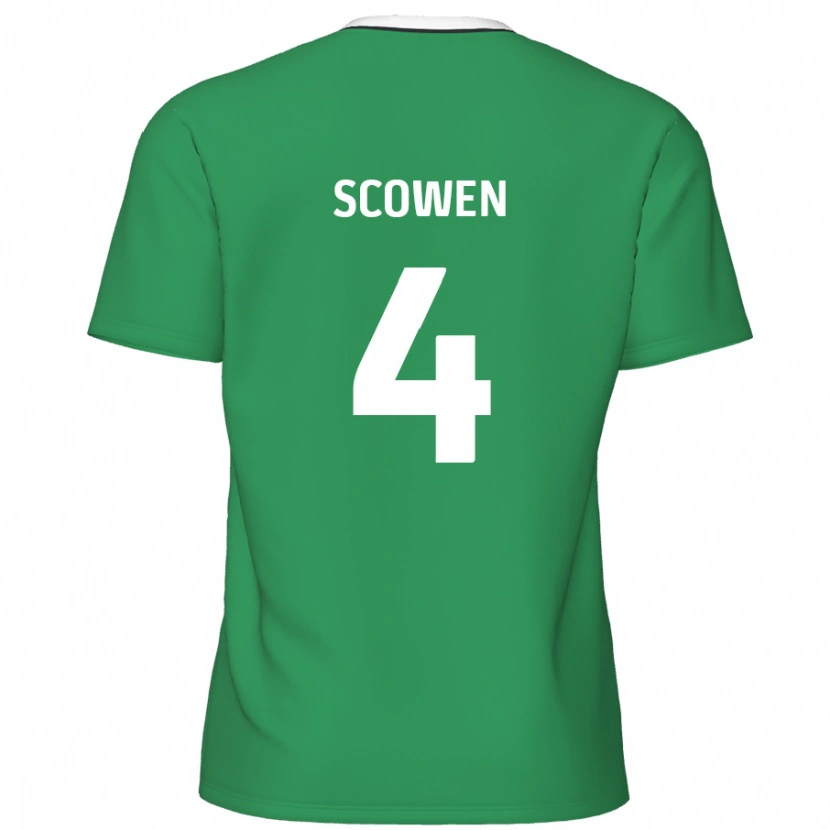 Danxen Kvinder Josh Scowen #4 Grønne Hvide Striber Udebane Spillertrøjer 2024/25 Trøje T-Shirt