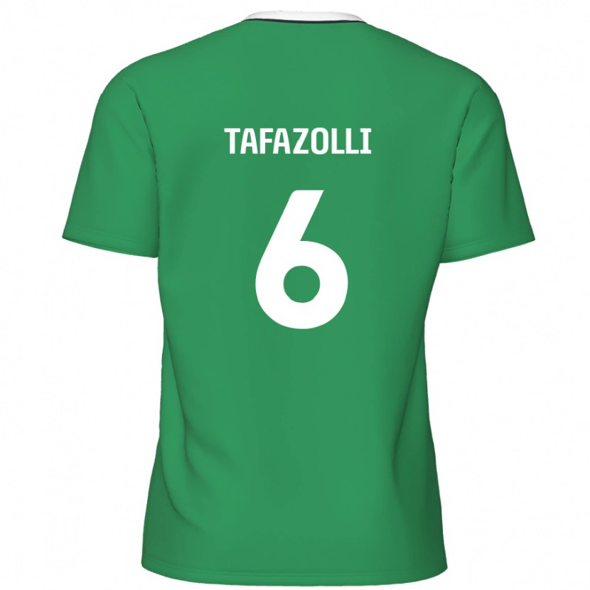 Danxen Kvinder Ryan Tafazolli #6 Grønne Hvide Striber Udebane Spillertrøjer 2024/25 Trøje T-Shirt
