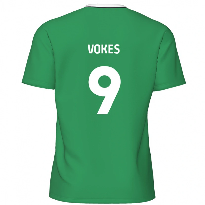 Danxen Kvinder Sam Vokes #9 Grønne Hvide Striber Udebane Spillertrøjer 2024/25 Trøje T-Shirt