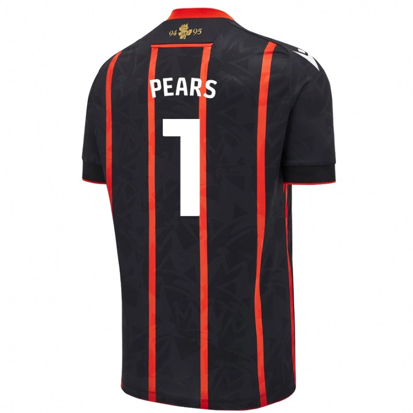 Danxen Kvinder Aynsley Pears #1 Sort Rød Udebane Spillertrøjer 2024/25 Trøje T-Shirt