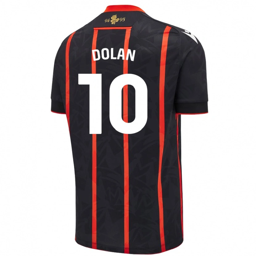 Danxen Kvinder Tyrhys Dolan #10 Sort Rød Udebane Spillertrøjer 2024/25 Trøje T-Shirt