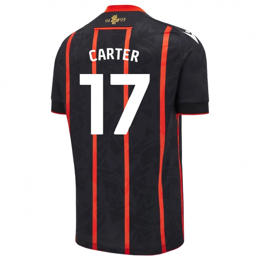 Danxen Kvinder Hayden Carter #17 Sort Rød Udebane Spillertrøjer 2024/25 Trøje T-Shirt
