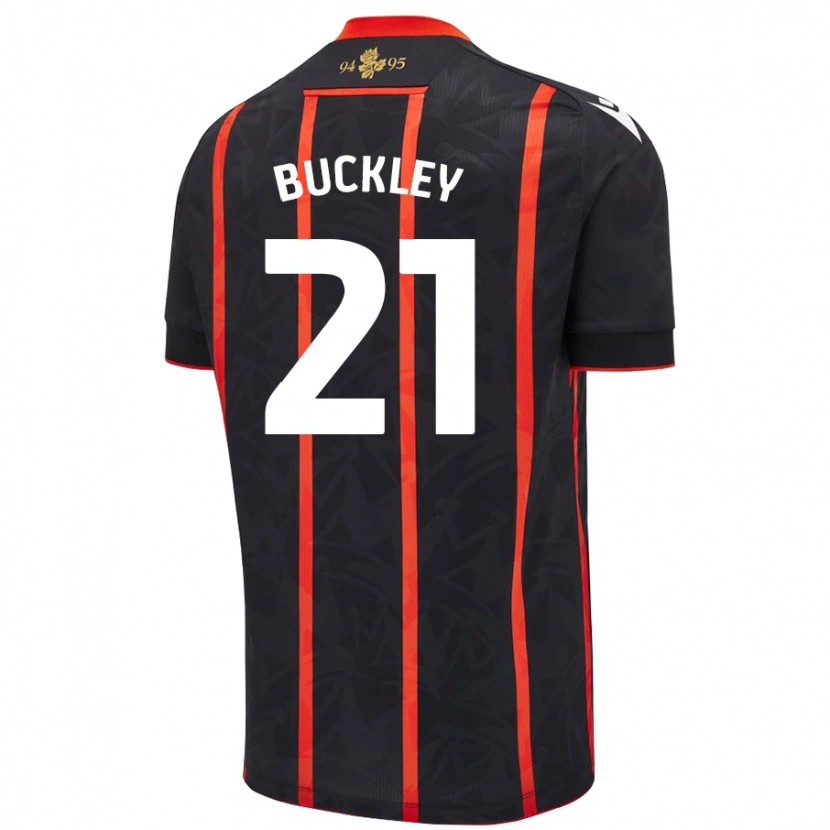Danxen Kvinder John Buckley #21 Sort Rød Udebane Spillertrøjer 2024/25 Trøje T-Shirt