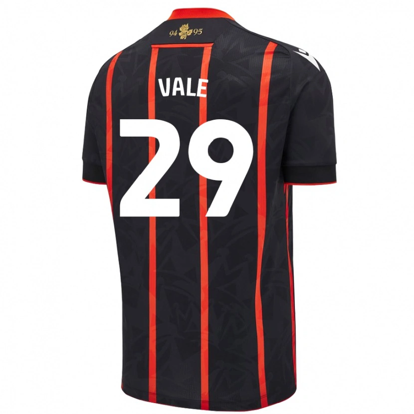 Danxen Kvinder Jack Vale #29 Sort Rød Udebane Spillertrøjer 2024/25 Trøje T-Shirt