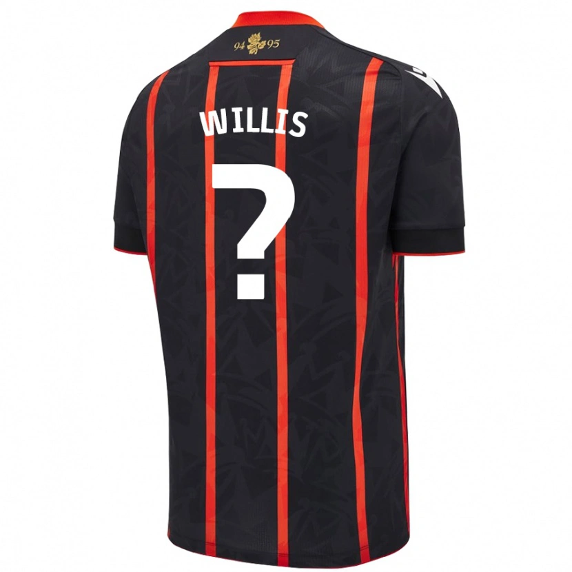 Danxen Kvinder Nathan Willis #0 Sort Rød Udebane Spillertrøjer 2024/25 Trøje T-Shirt