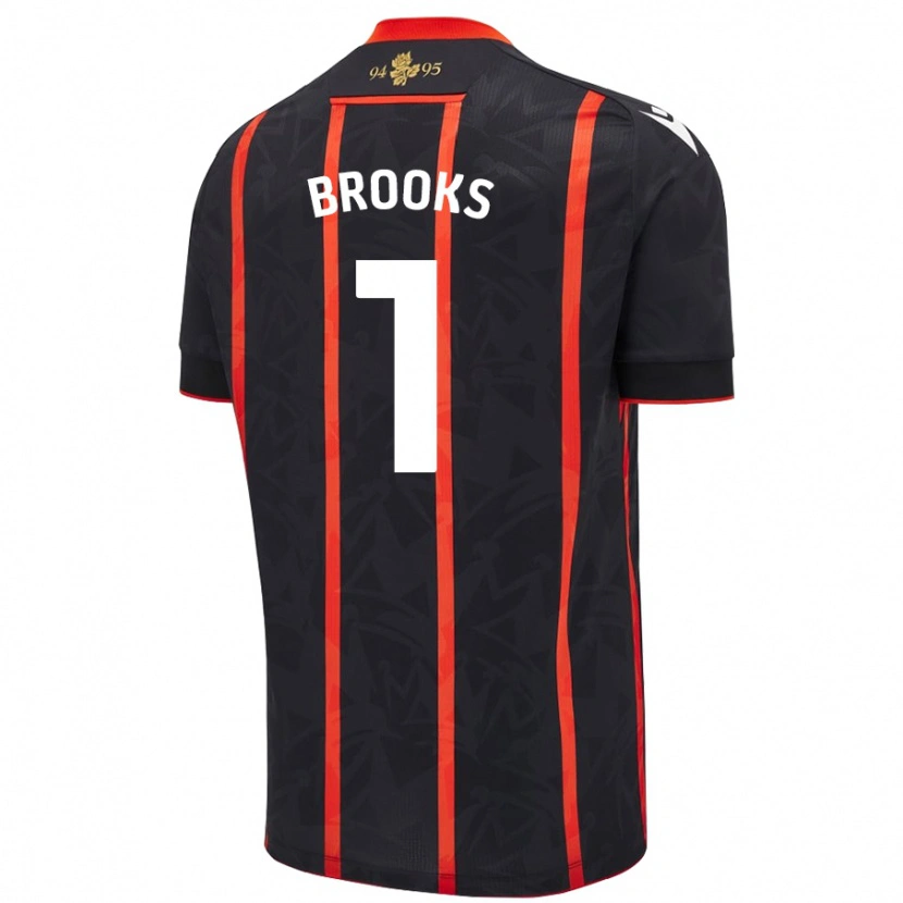 Danxen Kvinder Alexandra Brooks #1 Sort Rød Udebane Spillertrøjer 2024/25 Trøje T-Shirt