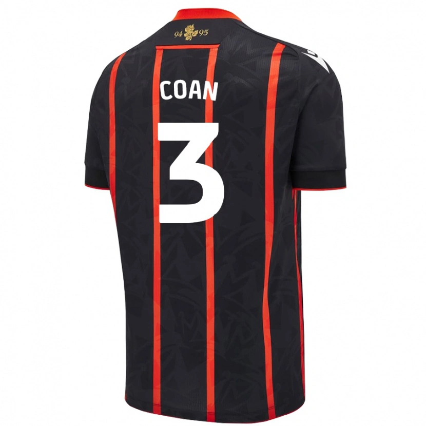 Danxen Kvinder Hannah Coan #3 Sort Rød Udebane Spillertrøjer 2024/25 Trøje T-Shirt