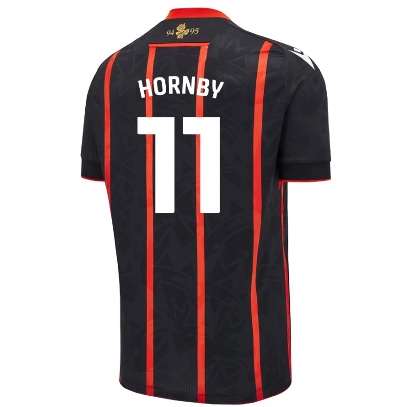 Danxen Kvinder Megan Hornby #11 Sort Rød Udebane Spillertrøjer 2024/25 Trøje T-Shirt