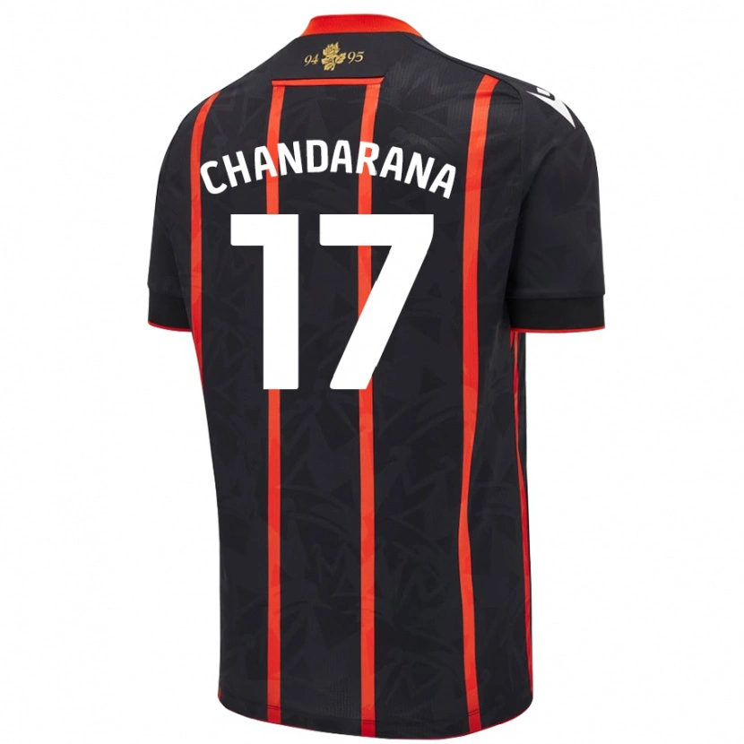 Danxen Kvinder Millie Chandarana #17 Sort Rød Udebane Spillertrøjer 2024/25 Trøje T-Shirt
