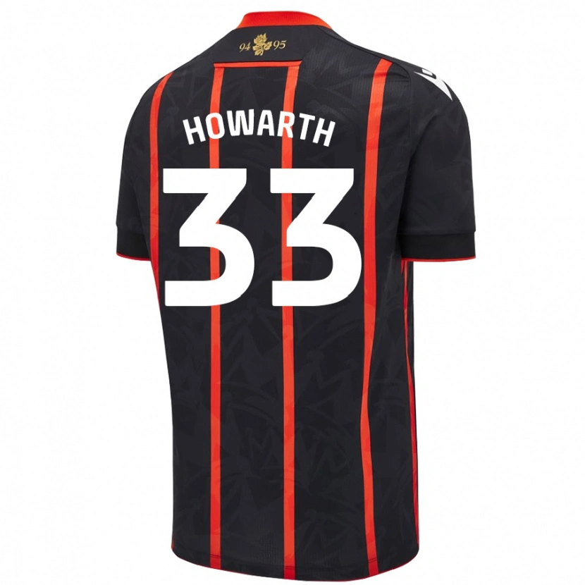 Danxen Kvinder Taylor Howarth #33 Sort Rød Udebane Spillertrøjer 2024/25 Trøje T-Shirt