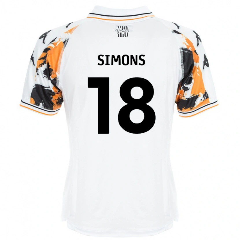Danxen Kvinder Xavier Simons #18 Hvid Udebane Spillertrøjer 2024/25 Trøje T-Shirt