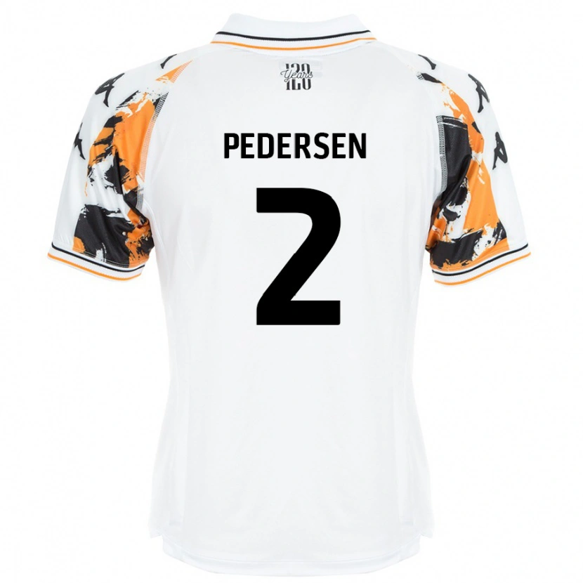 Danxen Kvinder Eden Pedersen #2 Hvid Udebane Spillertrøjer 2024/25 Trøje T-Shirt