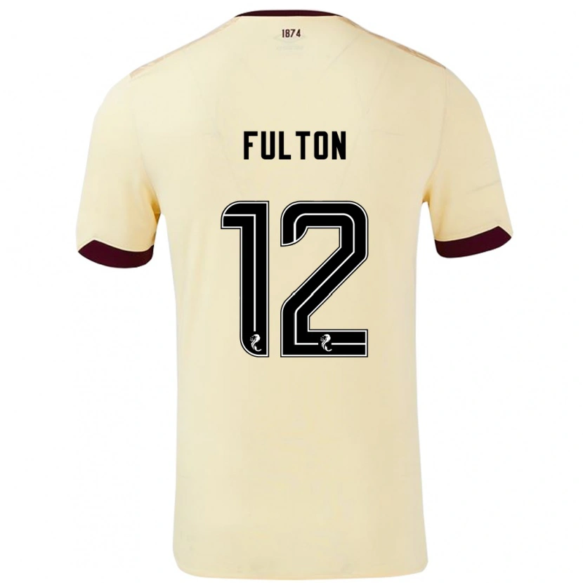 Danxen Kvinder Ryan Fulton #12 Creme Bourgogne Udebane Spillertrøjer 2024/25 Trøje T-Shirt