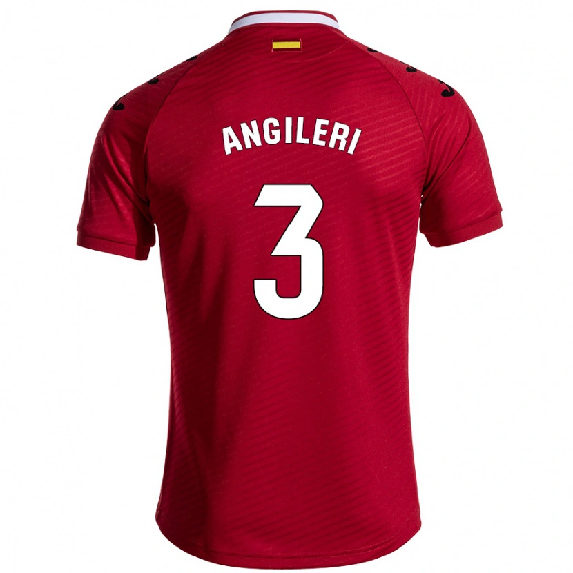 Danxen Kvinder Fabrizio Angileri #3 Mørkerød Udebane Spillertrøjer 2024/25 Trøje T-Shirt