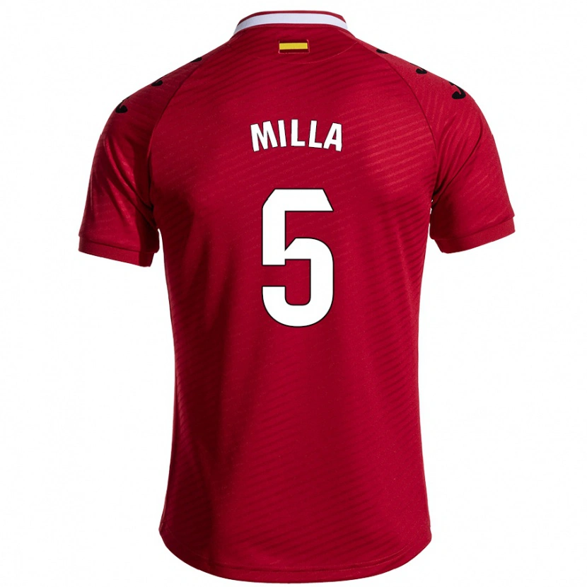 Danxen Kvinder Luis Milla #5 Mørkerød Udebane Spillertrøjer 2024/25 Trøje T-Shirt