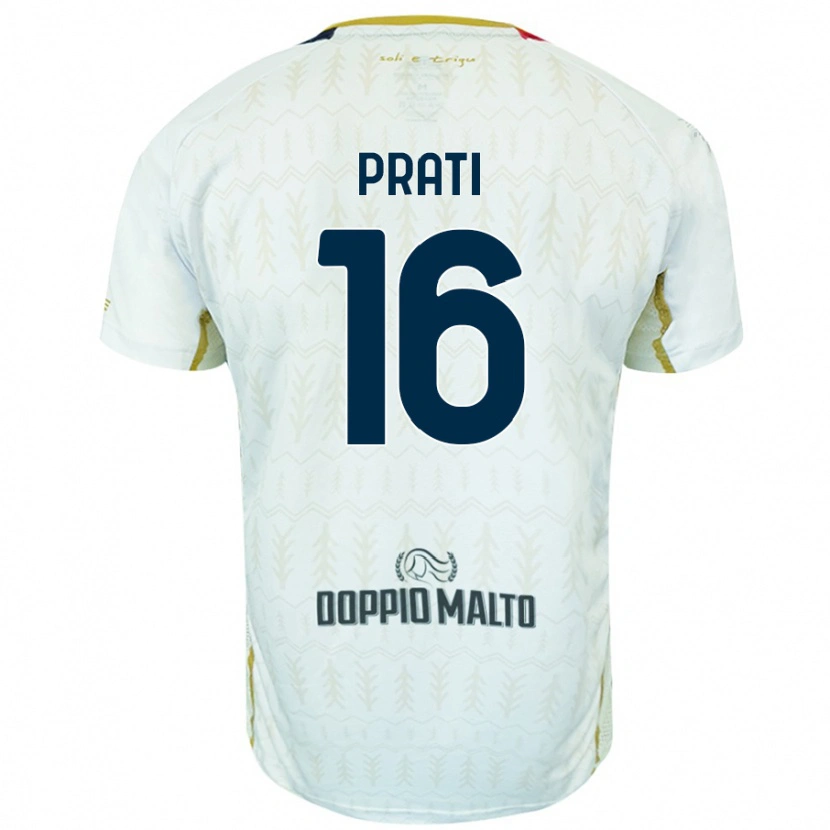 Danxen Kvinder Matteo Prati #16 Hvid Udebane Spillertrøjer 2024/25 Trøje T-Shirt