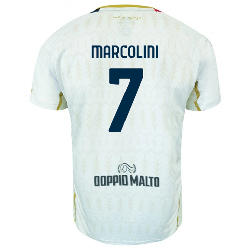 Danxen Kvinder Diego Marcolini #7 Hvid Udebane Spillertrøjer 2024/25 Trøje T-Shirt
